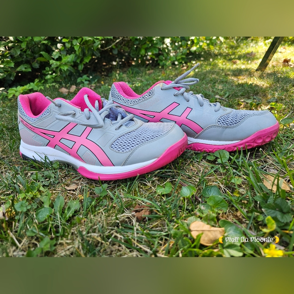 ASICS Gel-Rocket 8, Sz 10.5, Pink and Grey